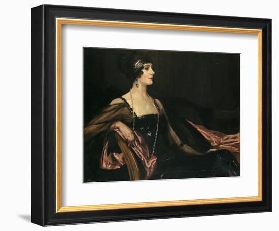 A Lady in Black: Portrait of Jean Ainsworth, Viscountess Massereene and Ferrard, 1917-Sir John Lavery-Framed Giclee Print