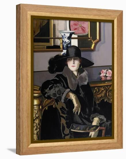 A Lady in Black-Francis Campbell Boileau Cadell-Framed Premier Image Canvas