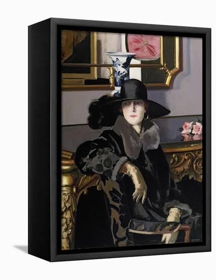 A Lady in Black-Francis Campbell Boileau Cadell-Framed Premier Image Canvas