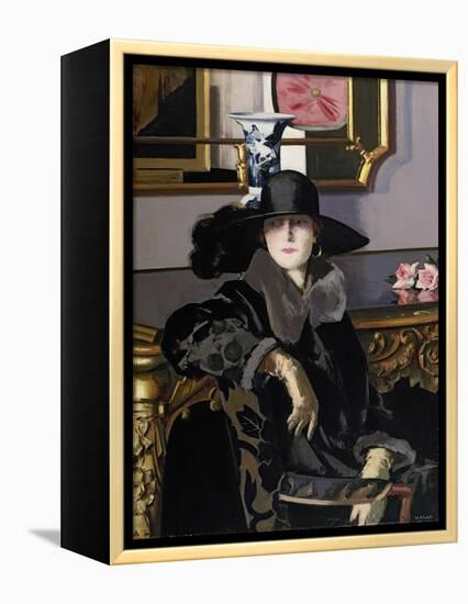 A Lady in Black-Francis Campbell Boileau Cadell-Framed Premier Image Canvas