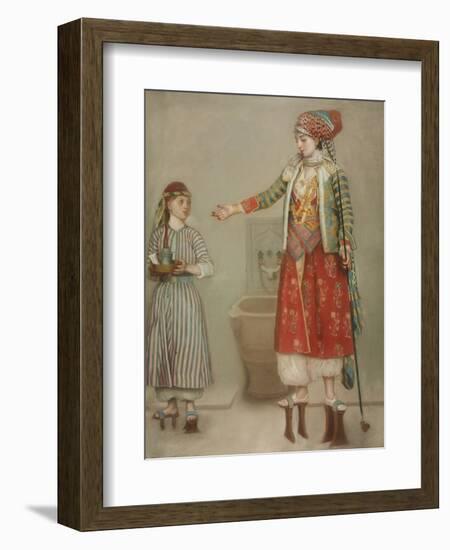 A Lady in Turkish Costume with Her Servant at the Hammam, Mid of the 18th C-Jean-Étienne Liotard-Framed Giclee Print