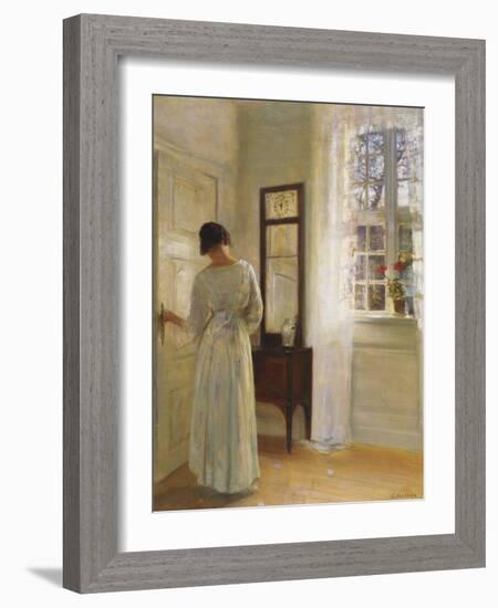 A Lady Looking in a Mirror by an Open Door-Carl Holsoe-Framed Giclee Print