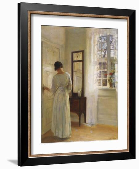 A Lady Looking in a Mirror by an Open Door-Carl Holsoe-Framed Giclee Print