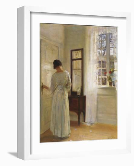 A Lady Looking in a Mirror by an Open Door-Carl Holsoe-Framed Giclee Print