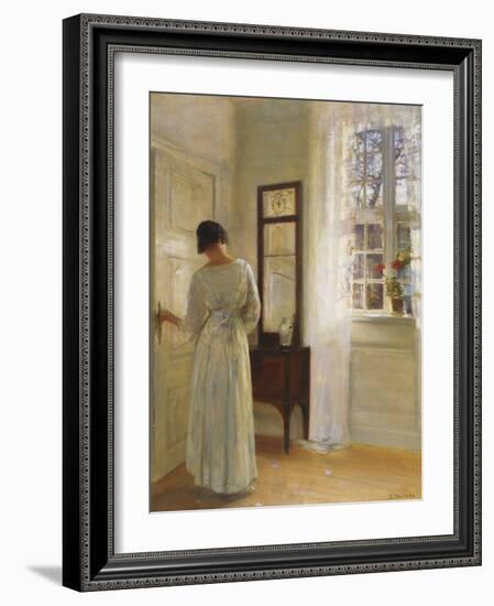 A Lady Looking in a Mirror by an Open Door-Carl Holsoe-Framed Giclee Print