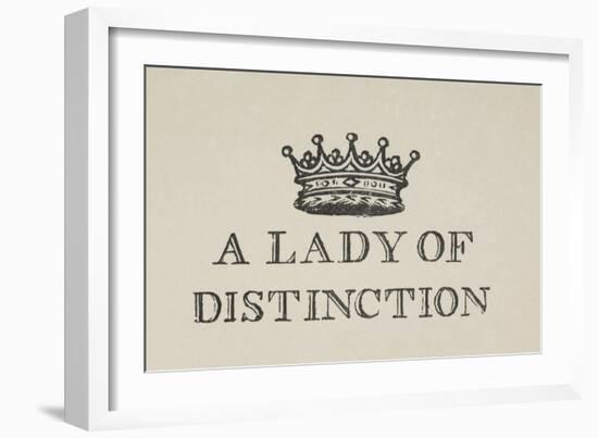 A Lady Of Distinction'. Illustration Of a Crown With Text-Thomas Bewick-Framed Giclee Print