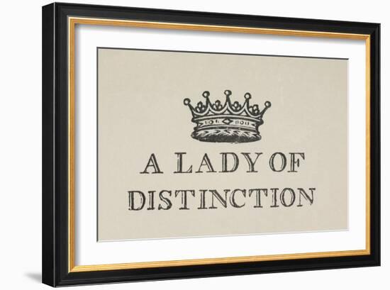 A Lady Of Distinction'. Illustration Of a Crown With Text-Thomas Bewick-Framed Giclee Print