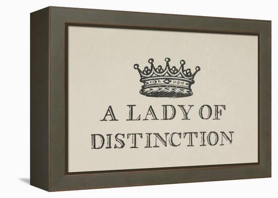 A Lady Of Distinction'. Illustration Of a Crown With Text-Thomas Bewick-Framed Premier Image Canvas