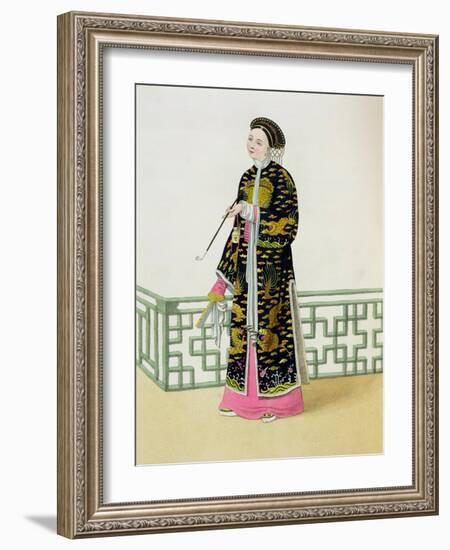 A Lady of Distinction in Her Habit of Ceremony, Plate 60 from "The Costume of China"-Major George Henry Mason-Framed Giclee Print