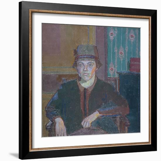 A Lady (Oil on Canvas)-Harold Gilman-Framed Giclee Print