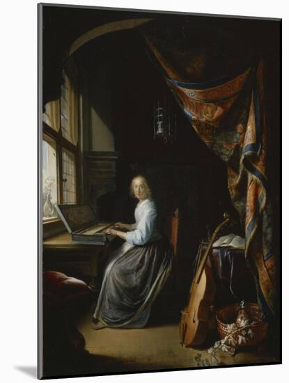 A Lady Playing the Clavichord-Gerrit Dou-Mounted Giclee Print