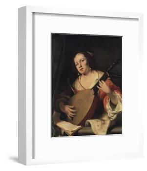 A Lady Playing the Lute, 1654-Ferdinand Bol-Framed Giclee Print