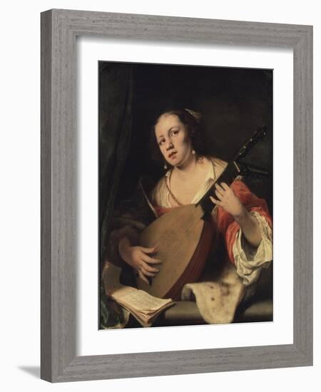 A Lady Playing the Lute, 1654-Ferdinand Bol-Framed Giclee Print