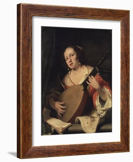 A Lady Playing the Lute, 1654-Ferdinand Bol-Framed Giclee Print