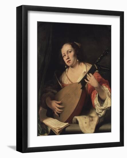 A Lady Playing the Lute, 1654-Ferdinand Bol-Framed Giclee Print