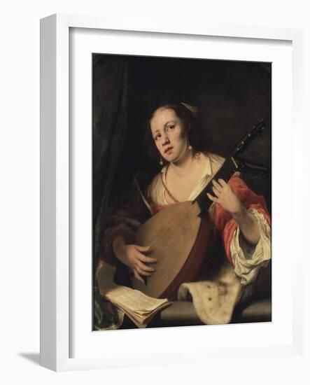 A Lady Playing the Lute, 1654-Ferdinand Bol-Framed Giclee Print