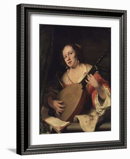 A Lady Playing the Lute, 1654-Ferdinand Bol-Framed Giclee Print