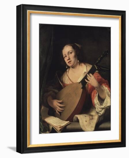 A Lady Playing the Lute, 1654-Ferdinand Bol-Framed Giclee Print