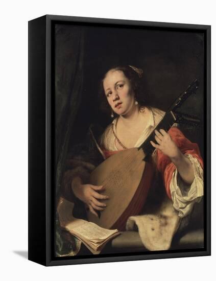 A Lady Playing the Lute, 1654-Ferdinand Bol-Framed Premier Image Canvas