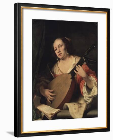 A Lady Playing the Lute, 1654-Ferdinand Bol-Framed Giclee Print