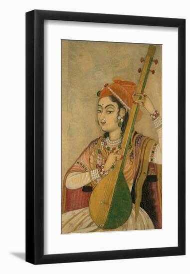 A Lady Playing the Tanpura, 1735-Unknown-Framed Art Print