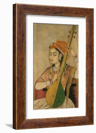 A Lady Playing the Tanpura, 1735-Unknown-Framed Art Print