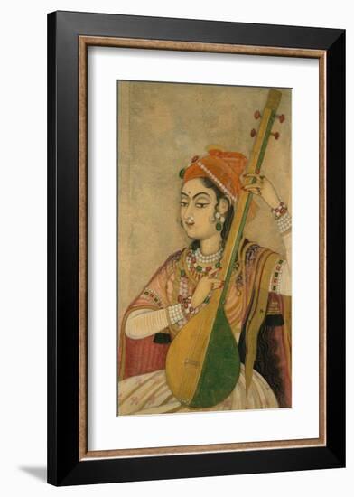 A Lady Playing the Tanpura, 1735-Unknown-Framed Art Print