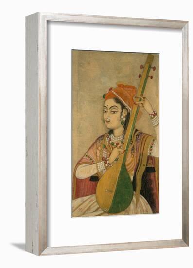 A Lady Playing the Tanpura, 1735-Unknown-Framed Art Print