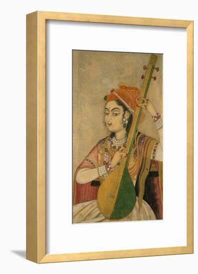 A Lady Playing the Tanpura, 1735-Unknown-Framed Art Print