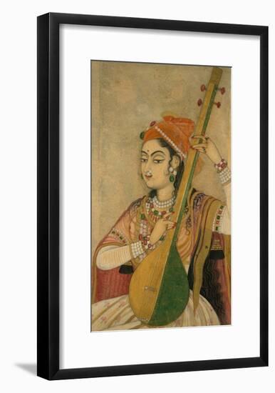 A Lady Playing the Tanpura, 1735-Unknown-Framed Art Print