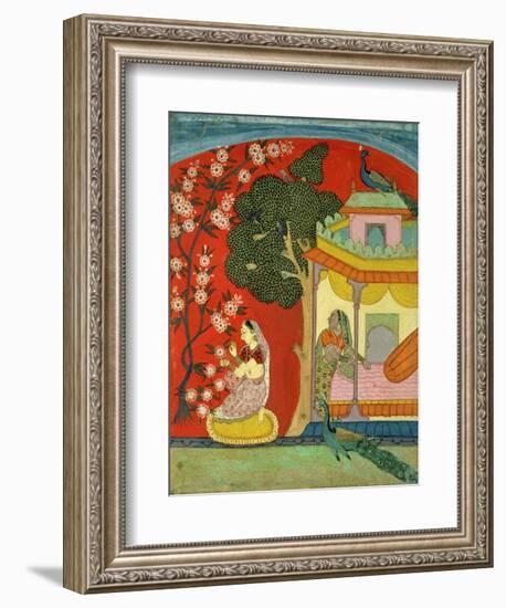 A Lady Plucking Blossoms, Southern Rajasthan or Deccan, C.1675-null-Framed Giclee Print