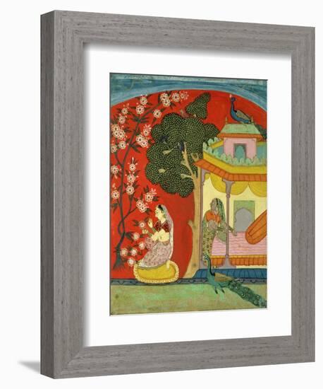 A Lady Plucking Blossoms, Southern Rajasthan or Deccan, C.1675-null-Framed Giclee Print