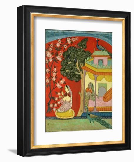 A Lady Plucking Blossoms, Southern Rajasthan or Deccan, C.1675-null-Framed Giclee Print