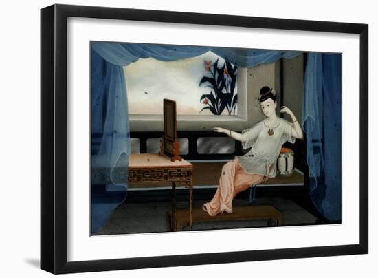 A Lady Reclining on Day Bed, 18th Century-null-Framed Giclee Print