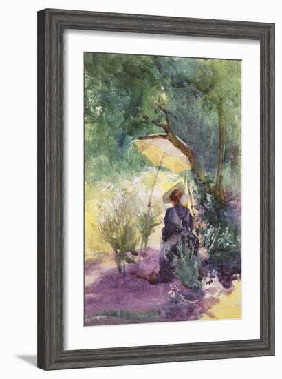 A Lady Sketching in a Glade under the Shade of a Parasol-Mildred Anne Butler-Framed Giclee Print