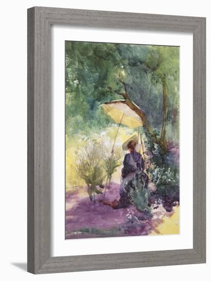 A Lady Sketching in a Glade under the Shade of a Parasol-Mildred Anne Butler-Framed Giclee Print