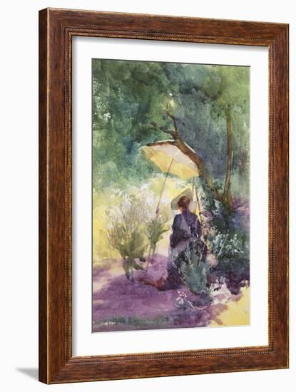 A Lady Sketching in a Glade under the Shade of a Parasol-Mildred Anne Butler-Framed Giclee Print