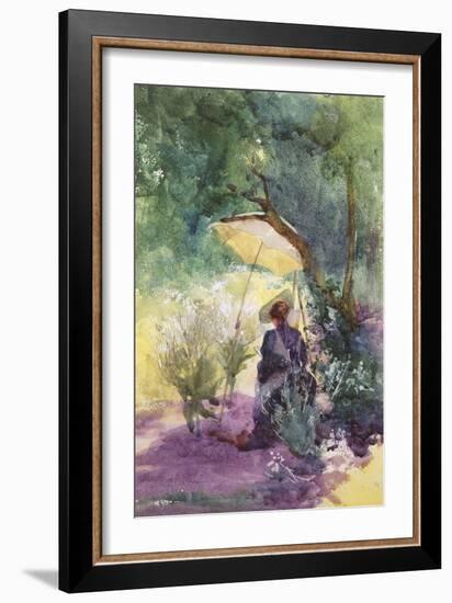 A Lady Sketching in a Glade under the Shade of a Parasol-Mildred Anne Butler-Framed Giclee Print