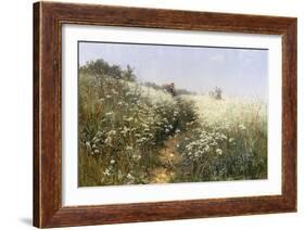A Lady with a Parasol in a Meadow with Cow Parsley, 1881-Ivan Ivanovitch Shishkin-Framed Giclee Print
