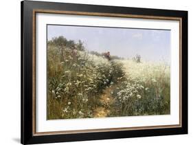A Lady with a Parasol in a Meadow with Cow Parsley, 1881-Ivan Ivanovitch Shishkin-Framed Giclee Print