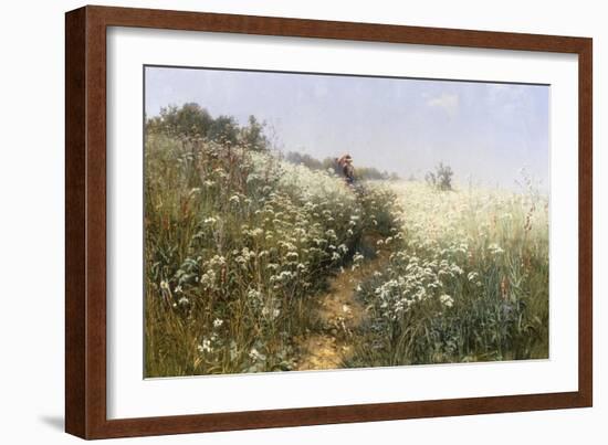 A Lady with a Parasol in a Meadow with Cow Parsley, 1881-Ivan Ivanovitch Shishkin-Framed Giclee Print