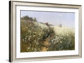 A Lady with a Parasol in a Meadow with Cow Parsley, 1881-Ivan Ivanovitch Shishkin-Framed Giclee Print