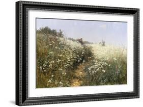 A Lady with a Parasol in a Meadow with Cow Parsley, 1881-Ivan Ivanovitch Shishkin-Framed Giclee Print