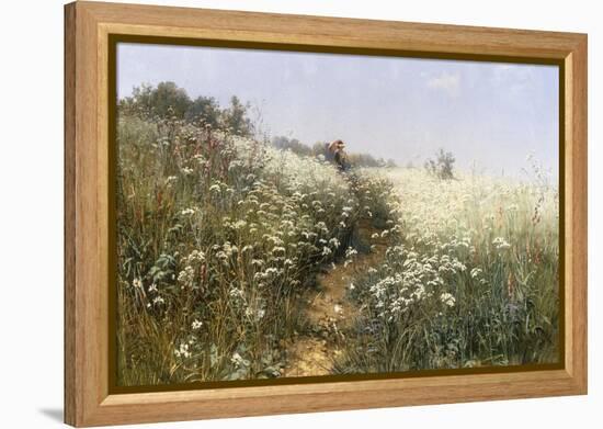 A Lady with a Parasol in a Meadow with Cow Parsley, 1881-Ivan Ivanovitch Shishkin-Framed Premier Image Canvas