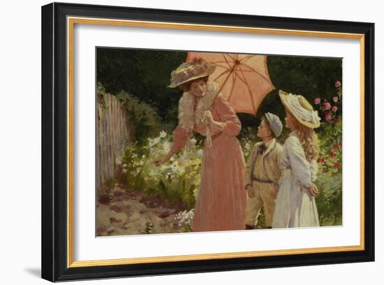 A Lady with a Parasol Showing How to Make a Strawberry Barrel-Percy Tarrant-Framed Giclee Print