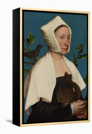 A Lady with a Squirrel and a Starling (Anne Lovell), C. 1527-Hans Holbein the Younger-Framed Premier Image Canvas