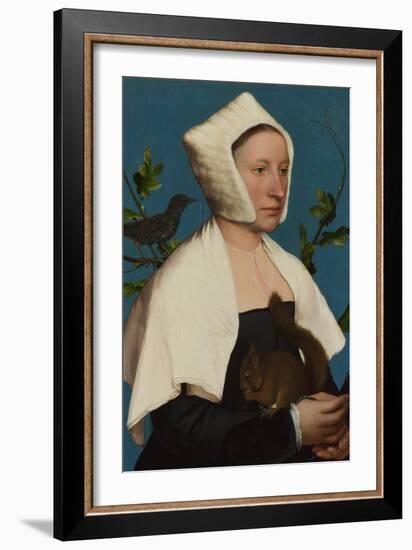 A Lady with a Squirrel and a Starling (Anne Lovell), C. 1527-Hans Holbein the Younger-Framed Giclee Print