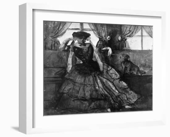 A Lady with Her Dog, 19th Century-Constantin Guys-Framed Giclee Print