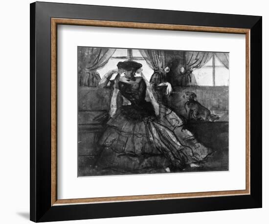 A Lady with Her Dog, 19th Century-Constantin Guys-Framed Giclee Print