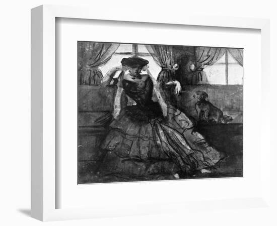 A Lady with Her Dog, 19th Century-Constantin Guys-Framed Giclee Print